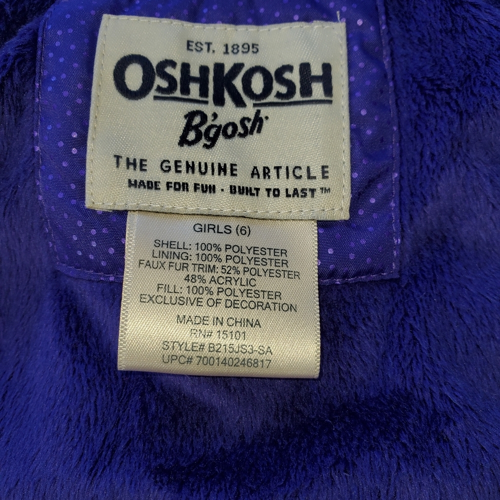 Girls Blue Osh Kosh Puffy Jacket sz. 6